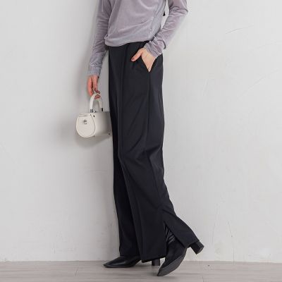 ポンチサイドスリットワイドパンツ≪セットアップ対応／手洗い可能≫