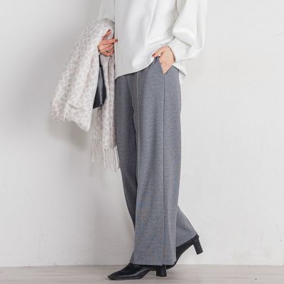 ポンチサイドスリットワイドパンツ≪セットアップ対応／手洗い可能≫