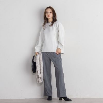 ポンチサイドスリットワイドパンツ≪セットアップ対応／手洗い可能≫