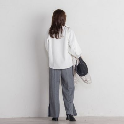 ポンチサイドスリットワイドパンツ≪セットアップ対応／手洗い可能≫