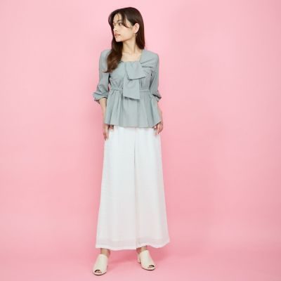 【日本製】シャーリングイージーパンツ≪セットアップ対応／手洗い可能≫