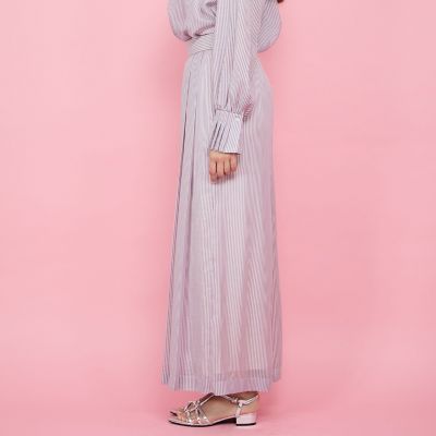 シアーコードストライププリーツパンツ≪セットアップ対応／手洗い可能≫