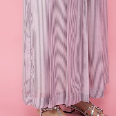 シアーコードストライププリーツパンツ≪セットアップ対応／手洗い可能≫