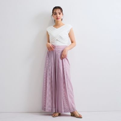シアーコードストライププリーツパンツ≪セットアップ対応／手洗い可能≫