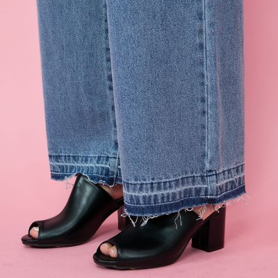 紐ベルト付デニムワイドパンツ≪手洗い可能≫