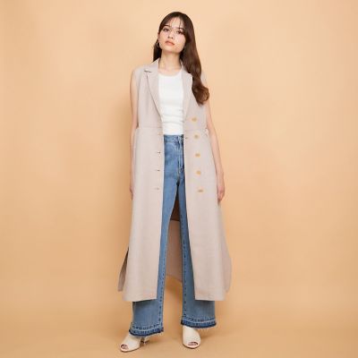 紐ベルト付デニムワイドパンツ≪手洗い可能≫