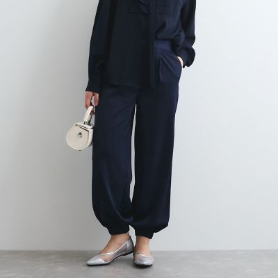 ＜QUEENS COURT（Women）＞サテンイージージョガーパンツ≪洗濯機で洗える≫