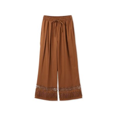 【SALE】QUEENS COURT（Women）/クイーンズコート レーヨン麻レースアレンジイージーパンツ&#8810;洗濯機で洗える&#8811; 10ブラウン パンツ・ズボン【三越伊勢丹/公式】