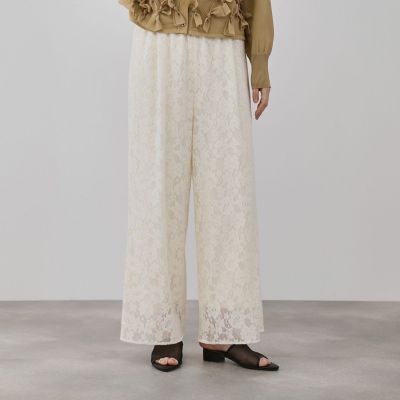 ＜QUEENS COURT（Women）＞フラワーレースワイドパンツ