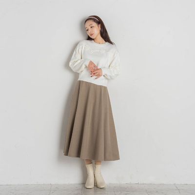 ハグオーワー　リネンサーキュラースカート メルトンロングサーキュラースカート≪手洗い可能≫ | QUEENS COURT