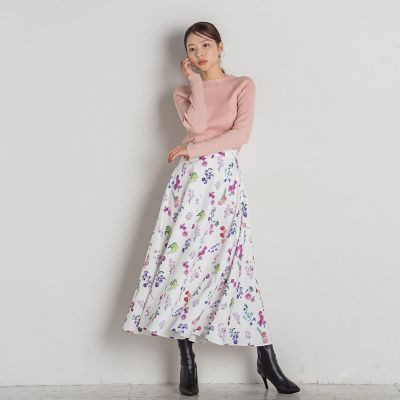 フラワープリントスカート≪手洗い可能≫