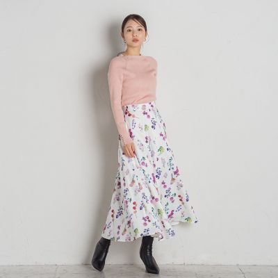 フラワープリントスカート≪手洗い可能≫