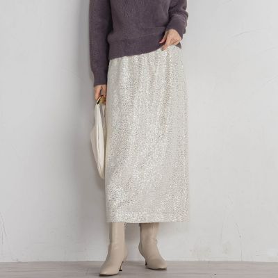 ＜QUEENS COURT（Women）＞スパンコールＩラインスカート≪手洗い可能≫