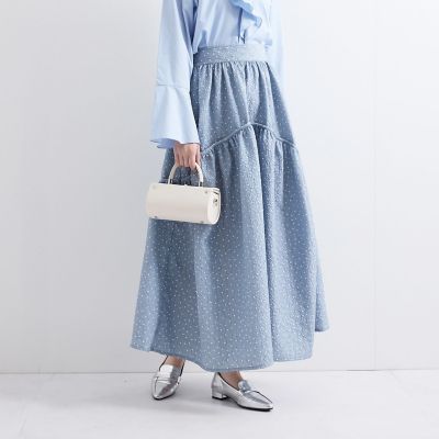 ＜QUEENS COURT（Women）＞ドットフレアギャザースカート≪手洗い可能≫