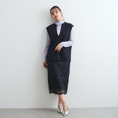 リボンレースＩラインスカート≪手洗い可能≫