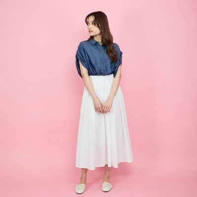 サッカータックギャザースカート≪セットアップ対応／手洗い可能≫
