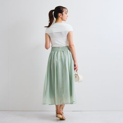 シアーストライプスカート≪セットアップ対応／手洗い可能≫