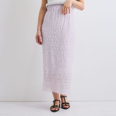 QUEENS COURT（Women）/クイーンズコート シャーリングシフォンタイトスカート≪手洗い可能≫
