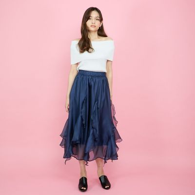 シルキーオーガンジースカート≪手洗い可能≫