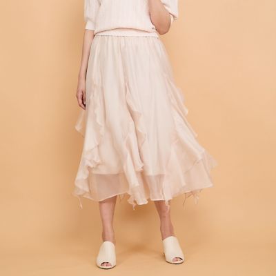 シルキーオーガンジースカート≪手洗い可能≫