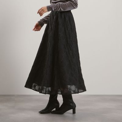 ＜QUEENS COURT（Women）＞フラワーレース刺繍フレアスカート≪手洗い可能≫