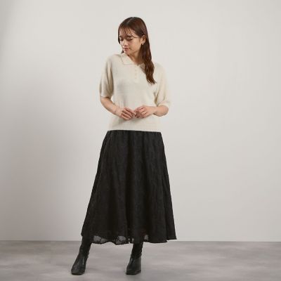 フラワーレース刺繍フレアスカート≪手洗い可能≫ | QUEENS