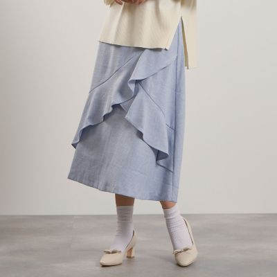 ＜QUEENS COURT（Women）＞ツィードライクアシメフリルスカート≪手洗い可能≫