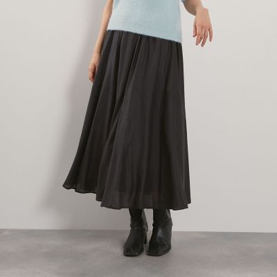 QUEENS COURT（Women）/クイーンズコート シルキーローンウエストプリーツスカート&#8810;手洗い可能&#8811; 04ブラック ロングスカート【三越伊勢丹/公式】