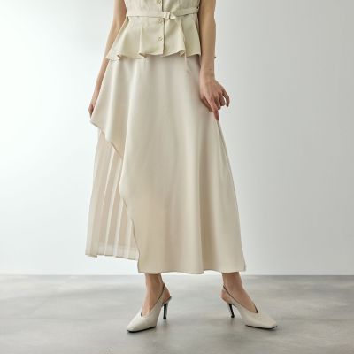 麻調ライトツイルアシンメトリースカート | QUEENS COURT (Women