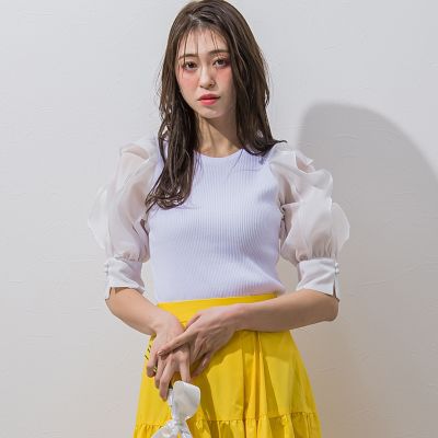 オーガンジー袖フリルプルオーバー≪接触冷感≫ | QUEENS COURT