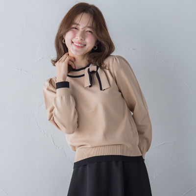 ＜QUEENS COURT（Women）＞配色リボンニット