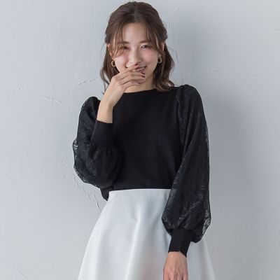 袖レースニット≪手洗い可能≫ | QUEENS COURT（Women