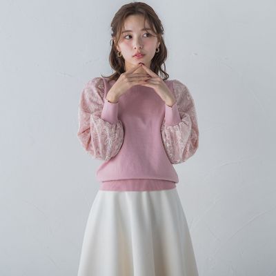 袖レースニット≪手洗い可能≫ | QUEENS COURT（Women