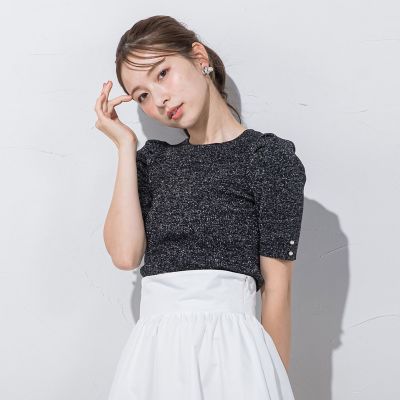 ＜QUEENS COURT（Women）＞ラメパフニット≪手洗い可能≫