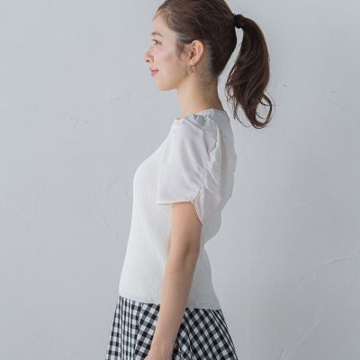 異素材ドッキングニット≪手洗い可能≫
