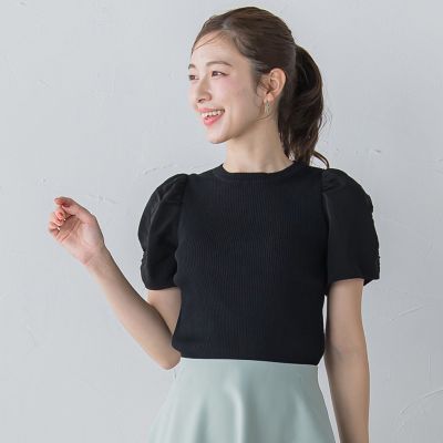 ＜QUEENS COURT（Women）＞異素材ドッキングニット≪手洗い可能≫