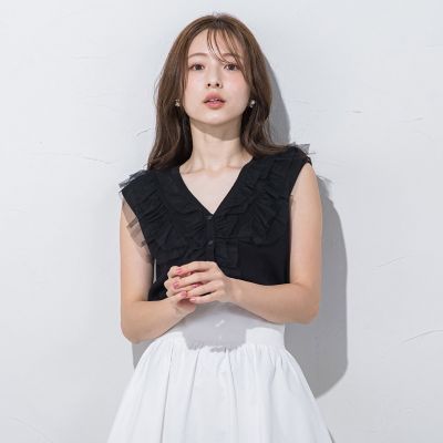 チュールドッキングノースリニット≪手洗い可能≫