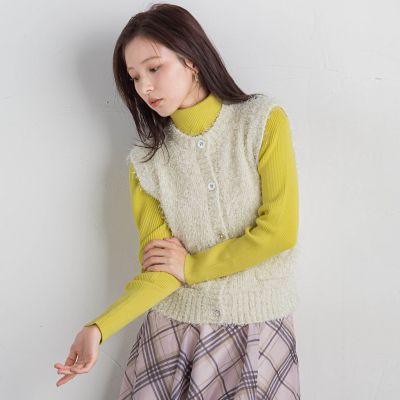 ラメフェザーニットベスト