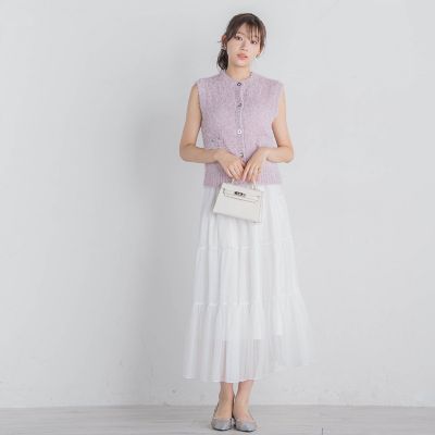 ラメフェザーニットベスト