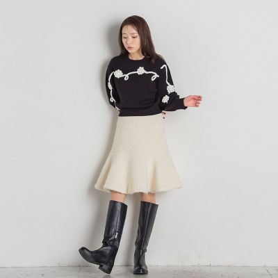 フラワーモチーフニットプルオーバー≪手洗い可能≫ | QUEENS COURT