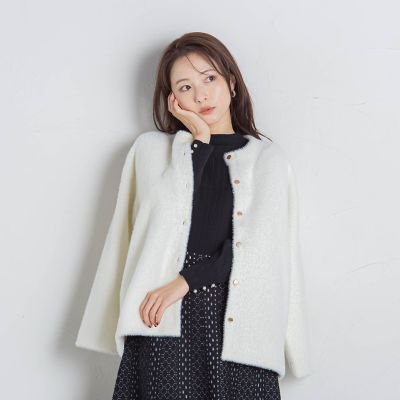 【新色追加】フェレットタッチＷフェイスニットカーディガン≪手洗い可能≫