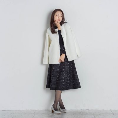 【新色追加】フェレットタッチＷフェイスニットカーディガン≪手洗い可能≫