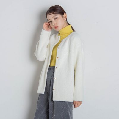 【新色追加】フェレットタッチＷフェイスニットカーディガン≪手洗い可能≫
