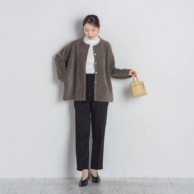 【新色追加】フェレットタッチＷフェイスニットカーディガン≪手洗い可能≫