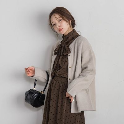 【新色追加】フェレットタッチＷフェイスニットカーディガン≪手洗い可能≫