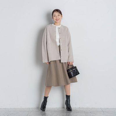【新色追加】フェレットタッチＷフェイスニットカーディガン≪手洗い可能≫