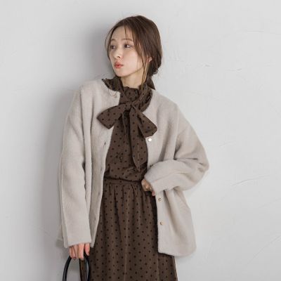 【新色追加】フェレットタッチＷフェイスニットカーディガン≪手洗い可能≫