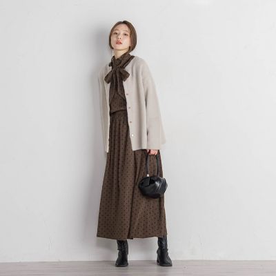 【新色追加】フェレットタッチＷフェイスニットカーディガン≪手洗い可能≫