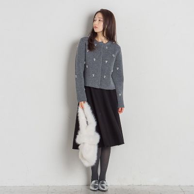 ヘアリーヤーンビジューニットジャケット≪手洗い可能≫ | QUEENS