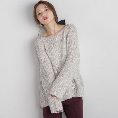 モヘヤ混リボンヤーンニュアンスニット≪手洗い可能≫